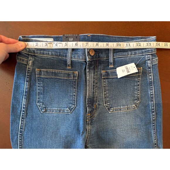 GAP 70s Flare High Rise Jeans Medium Wash Size 27 or US 4 Long TALL - Picture 8 of 14